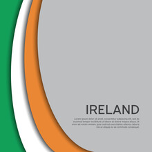 Republic Of Ireland Abstract Wavy Flag. Paper Cut Style. Creative Background For Patriotic, Festive Card Design. National Poster. State Irish Patriotic Cover, Flyer. Business Booklet. Vector Design