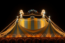 Circus Tent At Night With Its Colorful Lights On
