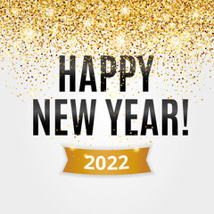 Wall Mural - Gold glitter Happy new year 2022 christmas background