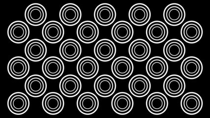  Abstract Pattern Background, White Symmetrical Circle Shapes, Black Background, 3D Illustration