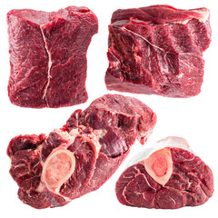 Wall Mural - set collection raw beef meat isolated on a white background