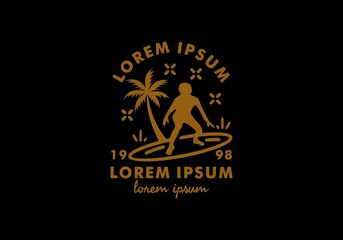 Wall Mural - surfing logo line art with lorem ipsum text