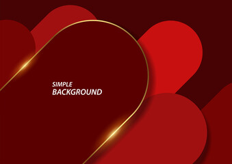 Wall Mural - Abstract background of simple red shape and shiny gold line