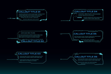 Poster - HUD Infographic Callout Futuristic Sample Title Text Template Vector. UI Element Information Frame Illustration.