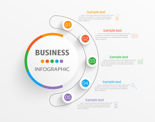 Wall Mural - business infographic design template with 5 options or steps. can be used for process diagram, prese