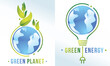 Green energy green planet abstract logo design