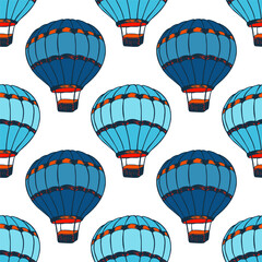 Cartoon hot air balloons  illustration vector seamless patter.