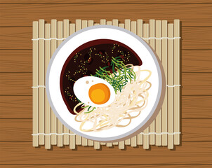 Poster - jajangmyeon delicious in table