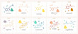 Set of cards with doodle illustration of hormones and neurotransmitters formulas, cute abstract characters and inscription. Perfect for educational and illustrative purposes. Vector.