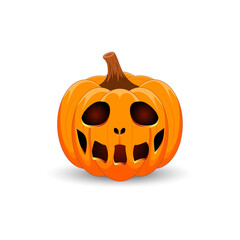 Poster - Pumpkin on white background. The main symbol of the Happy Halloween holiday. Scary orange pumpkin with smile for your design for the holiday Halloween.