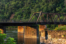 Winchester And Potomac Railroad Bridge Over The Potomac River In Harper's Ferry, West Virginia.