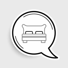 Sticker - Line Big bed for two or one person icon isolated on grey background. Colorful outline concept. Vector