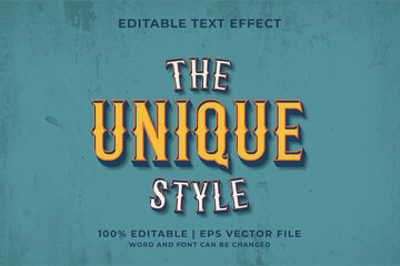 Editable text effect - The Unique Vintage style template premium vector