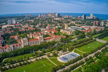 Aerial View Of A Large University In The Chicago Neighborhood Of Hyde Park