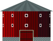 Circular Red Barn house illustration Vector on white background
