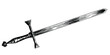 Beautiful detailed medieval sword on a white background. Knights weapon sketch. Excalibur of King Arthur. Blade of Strength.