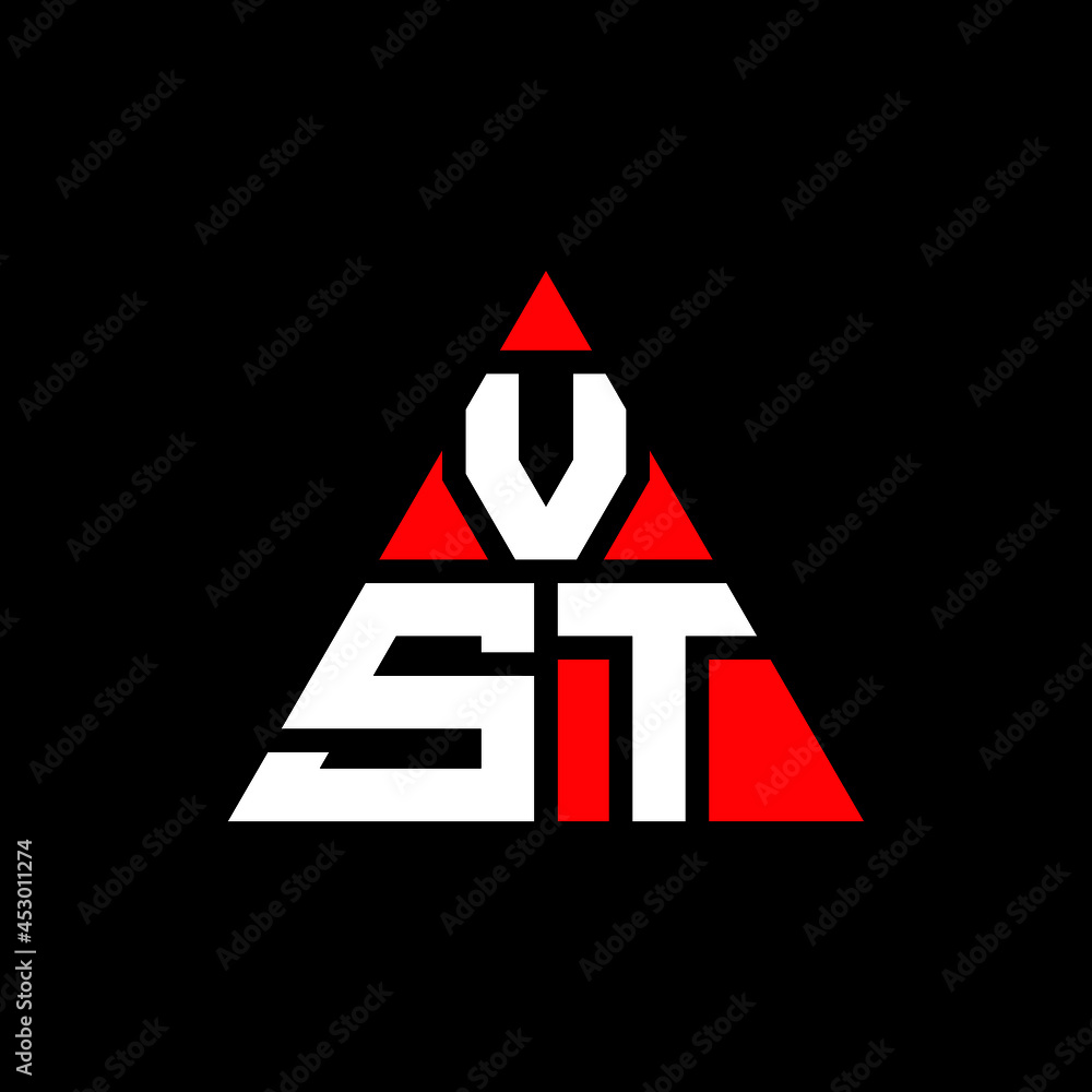 VST triangle letter logo design with triangle shape. VST triangle logo ...