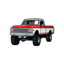 American Old Pick Up Truck Isolated Vector