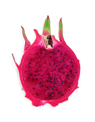 Wall Mural - Dragon fruit or pitaya pieces set isolated on white background as package design element