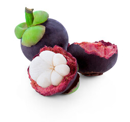 Wall Mural - Mangosteen isolated on the white background .