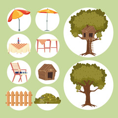 Sticker - icons of house backyard