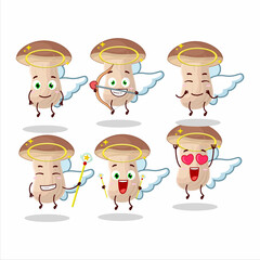 Sticker - Brown cap boletus cartoon designs as a cute angel character