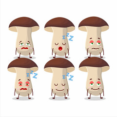 Sticker - Cartoon character of porcini with sleepy expression