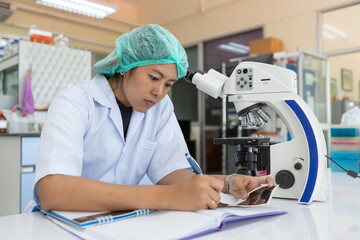 Picture of the scientists working in the laboratory, Scientists using tablet a search data in lab , Concept science and technology, Science background