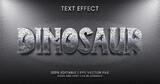 Dinosaur text, silver metallic editable text effect style