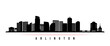 Arlington skyline horizontal banner. Black and white silhouette of Arlington, Virginia. Vector template for your design.