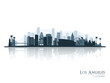 Los Angeles skyline silhouette with reflection. Landscape Los Angeles, California. Vector illustration.