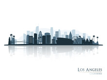 Los Angeles Skyline Silhouette With Reflection. Landscape Los Angeles, California. Vector Illustration.