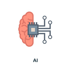 Wall Mural - Ai flat icon. Colored sign from machine learning collection. Creative Ai icon illustration for web design, infographics and more