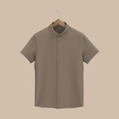 Canvas Print - Short-sleeve collared shirt outfit for the office. 3d rendering, 3d illustration