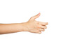 © White Background Guy - Close up of hand holding gesture isolated with white background