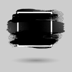Poster - Paint compositions, grunge with frame, texting boxes. Dirty design elements, quote box speech template. Black splashes isolated on white background. Vector street art template set