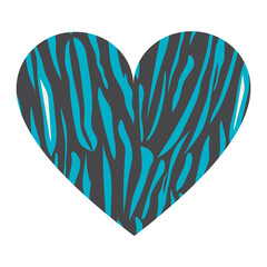 Canvas Print - The heart is drawn in the form of dark blue stripes on a light blue background in the form of a tiger. Printing on T-shirts, flyers, booklets, pillow decor for Valentine's Day. 