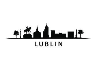 Wall Mural - Lublin european city in Poland, buildings, streets, old town and landmarks, polish architecture, panorama landscape skyline flat vector graphic