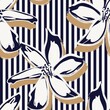 Floral Seamless Pattern with striped Background