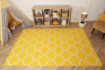 Wall Mural - Modern children's room interior with yellow carpet and stylish furniture