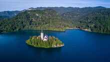 Church On Lake Blake Island In Slovenia