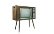 © Pituk - Vintage old television standing with clipping path isolated on white background, Classic, retro old tv technology with wood case.