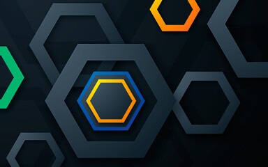 Wall Mural - modern polygon shape dimension layers background with colorful light
