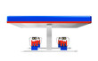 Blue and Red Fuel Station Isolated with White Background