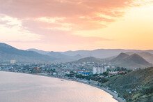 Beautiful Sunset Over The Mountains Near The Black Sea, Landscape