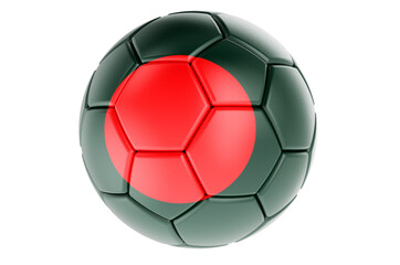 Soccer ball or football ball with Bangladeshi flag, 3D rendering