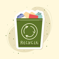 Sticker - recycle bin with reuse products