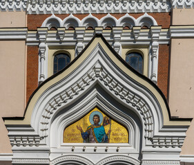 Poster - close up view of a mural on the Alexander Nevsky cathedral in Tallinn