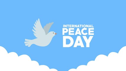 Sticker - international peace day lettering with dove flying