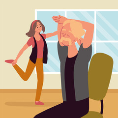 Poster - employees in office stretching